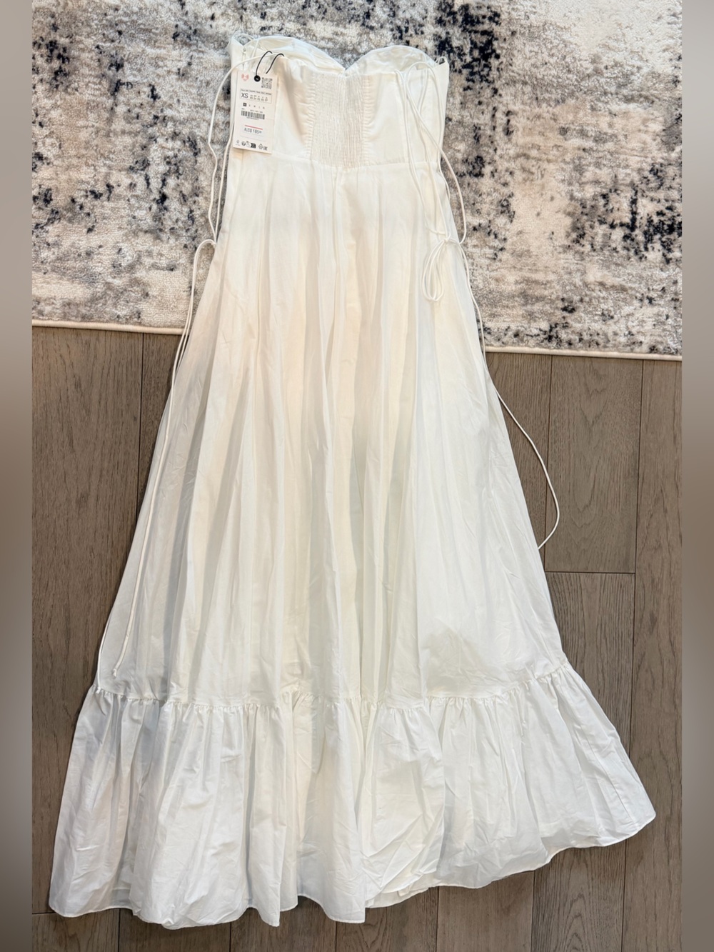 Zara White Tiered A-Line Maxi Dress Skirt - Picture 2 of 3